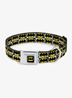 DC Comics Justice League Batman Shield Checkers Seatbelt Buckle Pet Collar