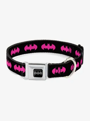 DC Comics Justice League Batman Signal Black Fuchsia Seatbelt Buckle Pet Collar