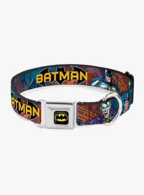 DC Comics Justice League Batman Villains2 Cityscape Seatbelt Buckle Pet Collar