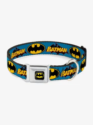 DC Comics Justice League Vintage Batman Logo Seatbelt Buckle Pet Collar
