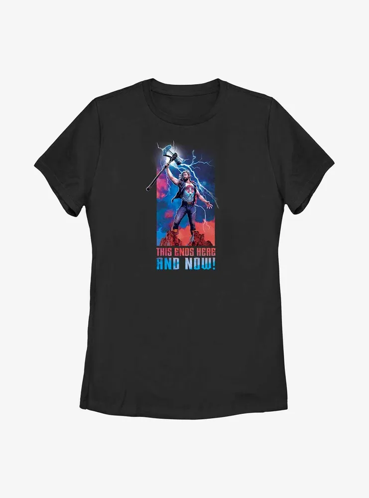 Marvel Thor: Love and Thunder Ends Here Now Womens T-Shirt