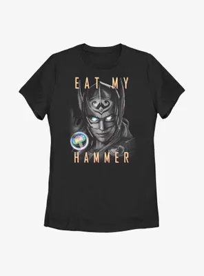 Marvel Thor: Love and Thunder Eat My Hammer Dr. Jane Foster Portrait Womens T-Shirt