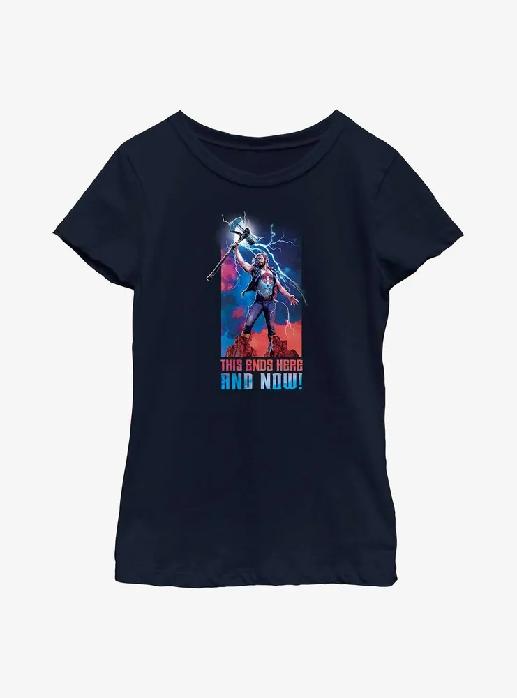 Marvel Thor: Love and Thunder Ends Here Now Youth Girls T-Shirt