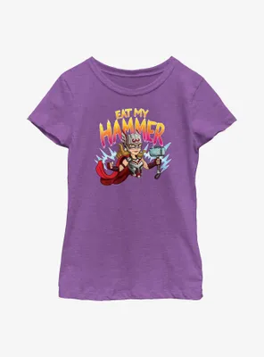 Marvel Thor: Love and Thunder Mighty Thor Eat My Hammer Youth Girls T-Shirt
