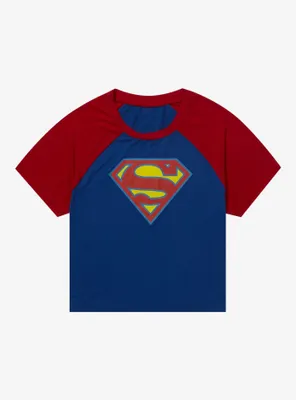 DC Comics The Flash Supergirl Logo Girls Raglan T-Shirt
