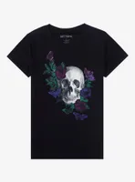 Gothic Flower Skull Boyfriend Fit Girls T-Shirt