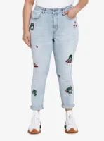 HT Denim Frogs & Mushrooms Embroidered Mom Jeans Plus