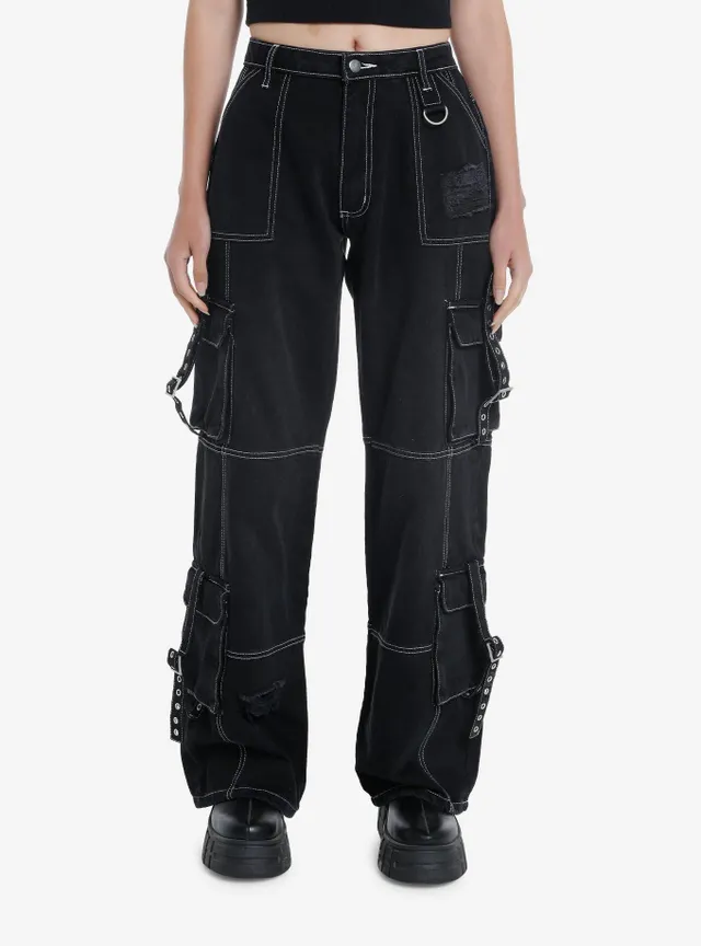 Hot Topic Black Skull Patch Carpenter Pants