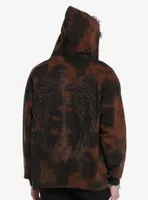 Skeleton Wings Brown Tie-Dye Hoodie