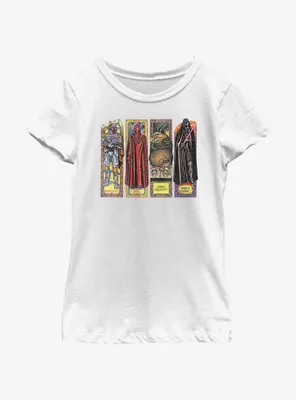 Star Wars Return Of The Jedi Stained Glass Character PanelsYouth Girls T-Shirt