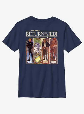 Star Wars Return Of The Jedi Stained Glass Characters Youth T-Shirt