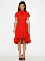 Red Jacquard HiLo Dress