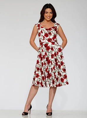 White Red Rose Dress