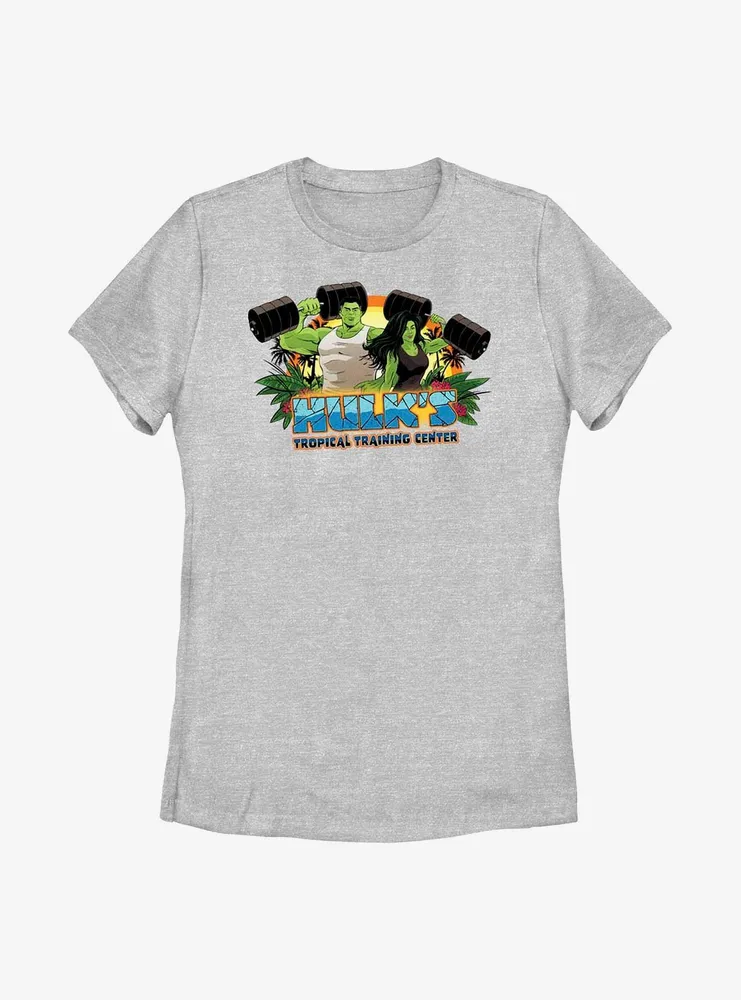 Marvel Hulk And She-Hulk Tropical Training Center Womens T-Shirt