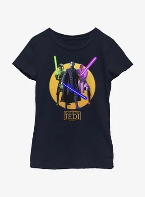 Star Wars: Tales of the Jedi Count Dooku, Qui-Gon Jinn, and Mace Windu Youth Girls T-Shirt