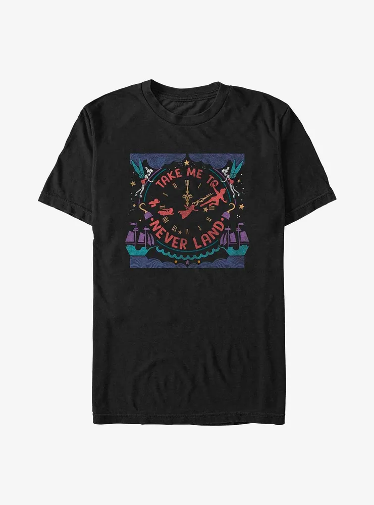 Disney Peter Pan Take Me To Never Land Clock T-Shirt