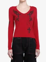 Social Collision Punk Gothic Cross Girls Long-Sleeve Top