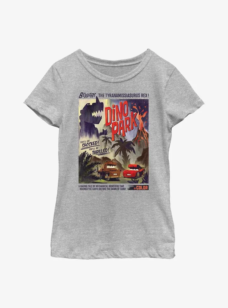 Disney Pixar Cars Dino Park Retro Poster Youth Girls T-Shirt
