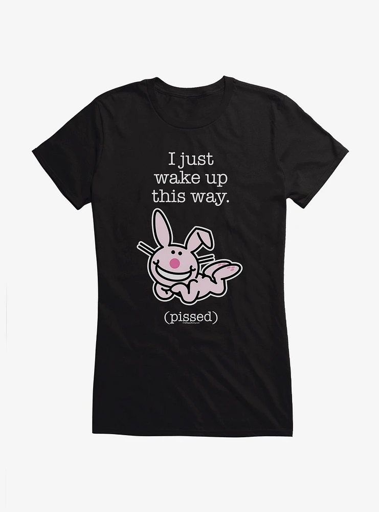 It's Happy Bunny I Wake Up Pissed Girls T-Shirt