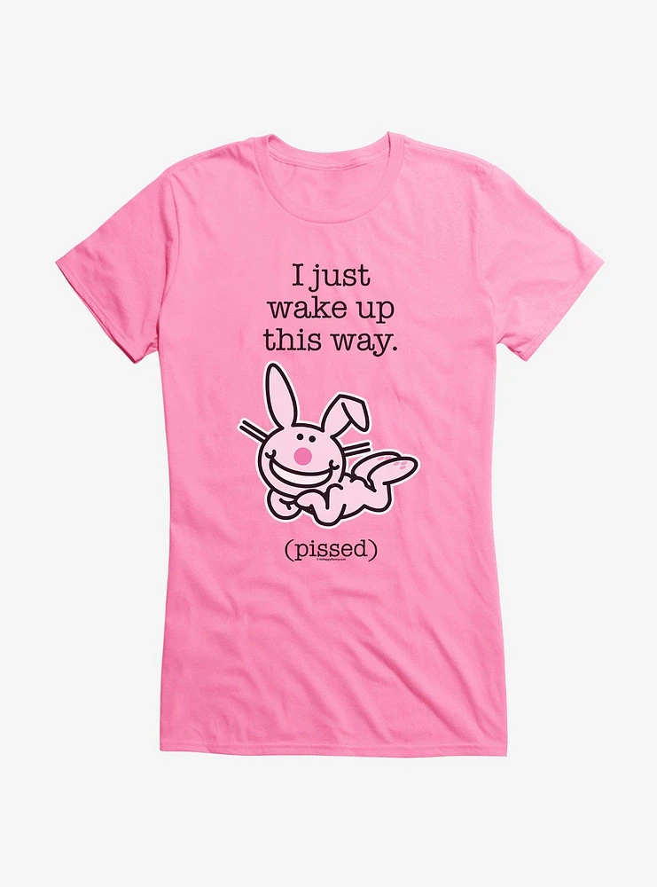 It's Happy Bunny I Wake Up Pissed Girls T-Shirt