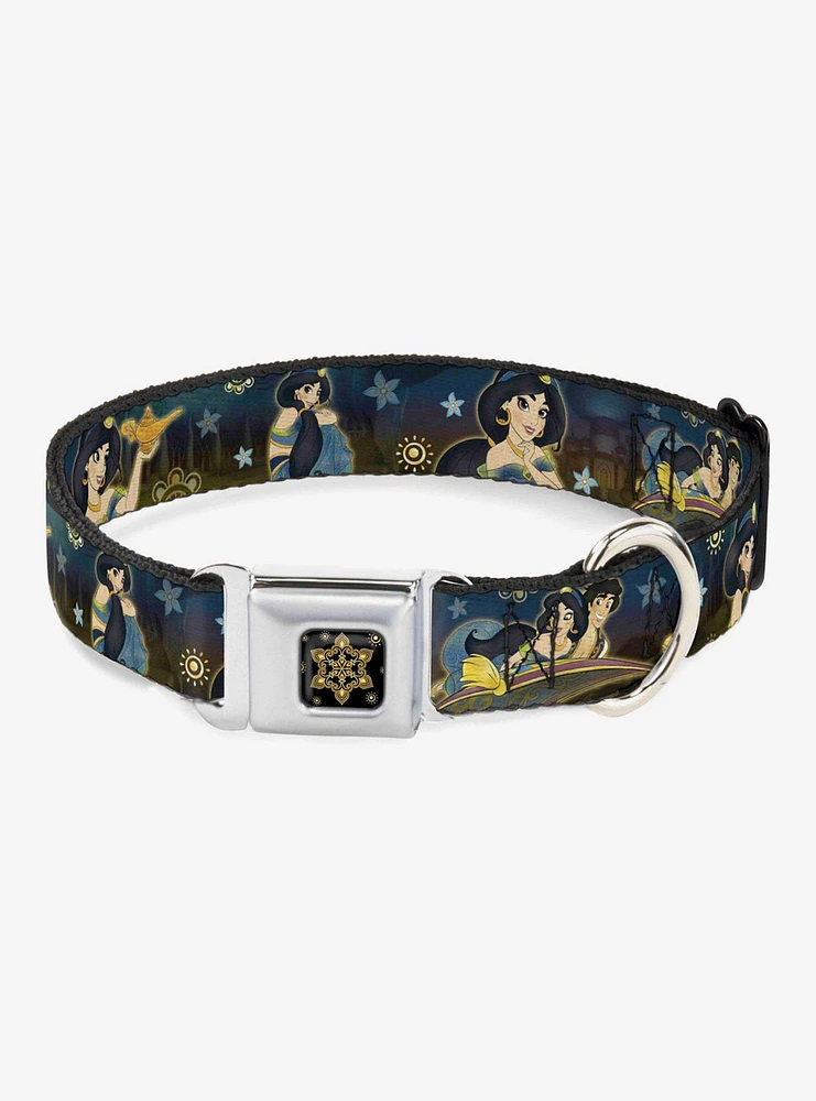 Disney Aladdin Carpet Ride Jasmine Flowers Seatbelt Buckle Dog Collar