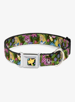 Disney Alice Wonderland Cheshire Cat Flowers Seatbelt Buckle Dog Collar