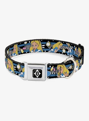 Disney Alice Wonderland Clock Bottle Seatbelt Buckle Dog Collar