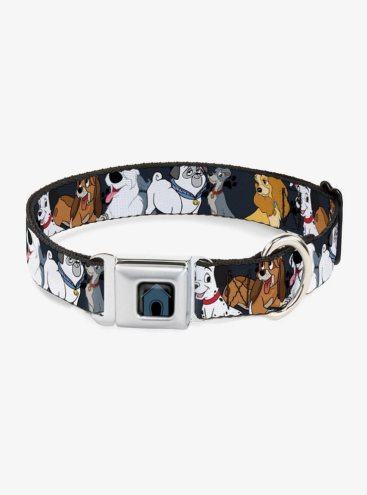 Disney Dogs Group Collage Seatbelt Buckle Dog Collar