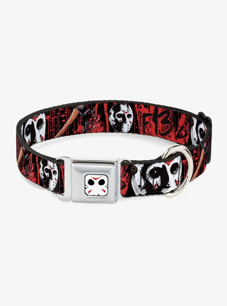 Friday The 13Th Jason Mask Blood Splatter Seatbelt Buckle Dog Collar