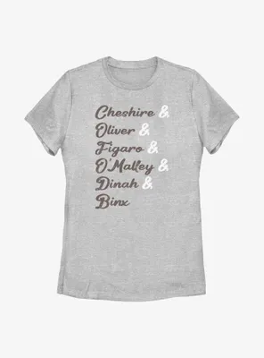 Disney Channel Cheshire, Oliver, Figaro, O'Malley, Dinah, Binx Womens T-Shirt