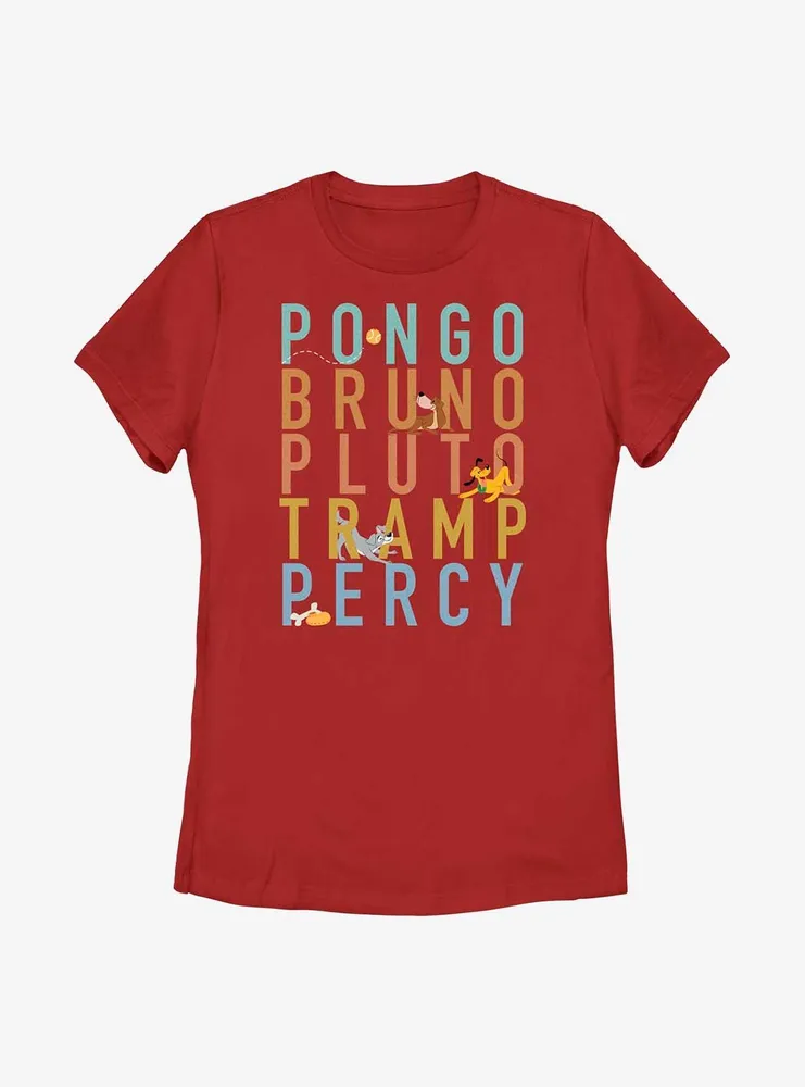 Disney Channel Pongo, Bruno, Pluto, Tramp, Percy Womens T-Shirt