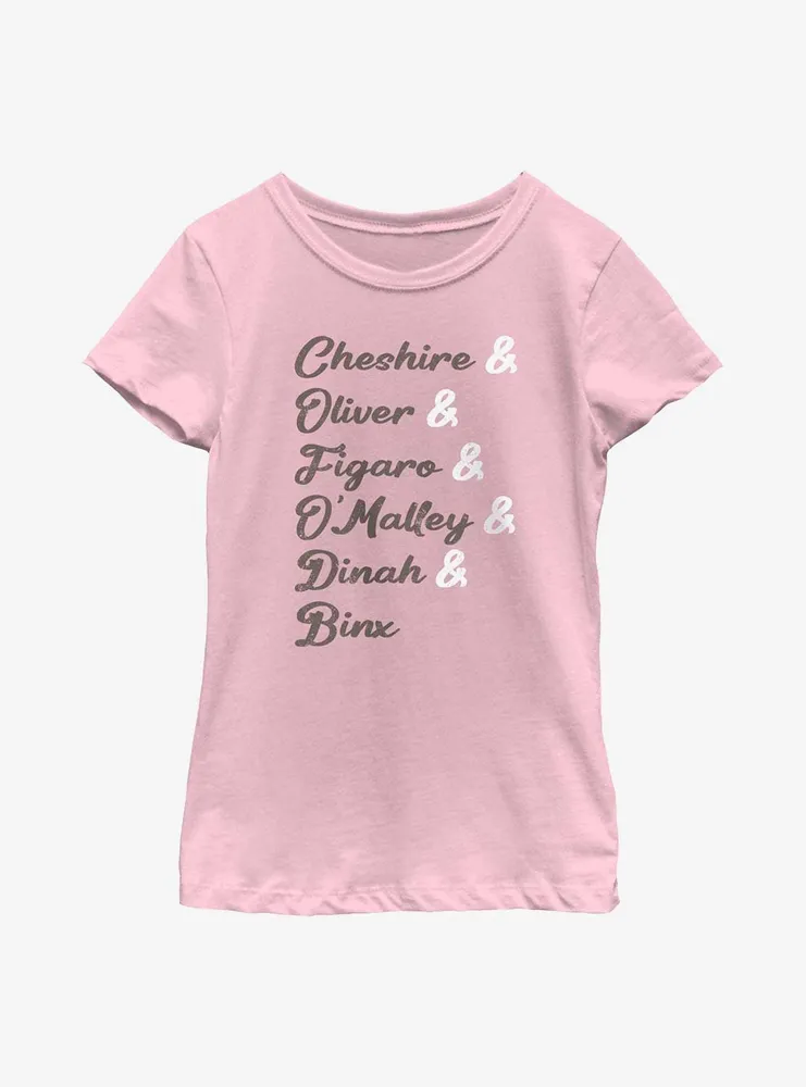 Disney Channel Cheshire, Oliver, Figaro, O'Malley, Dinah, Binx Youth Girls T-Shirt