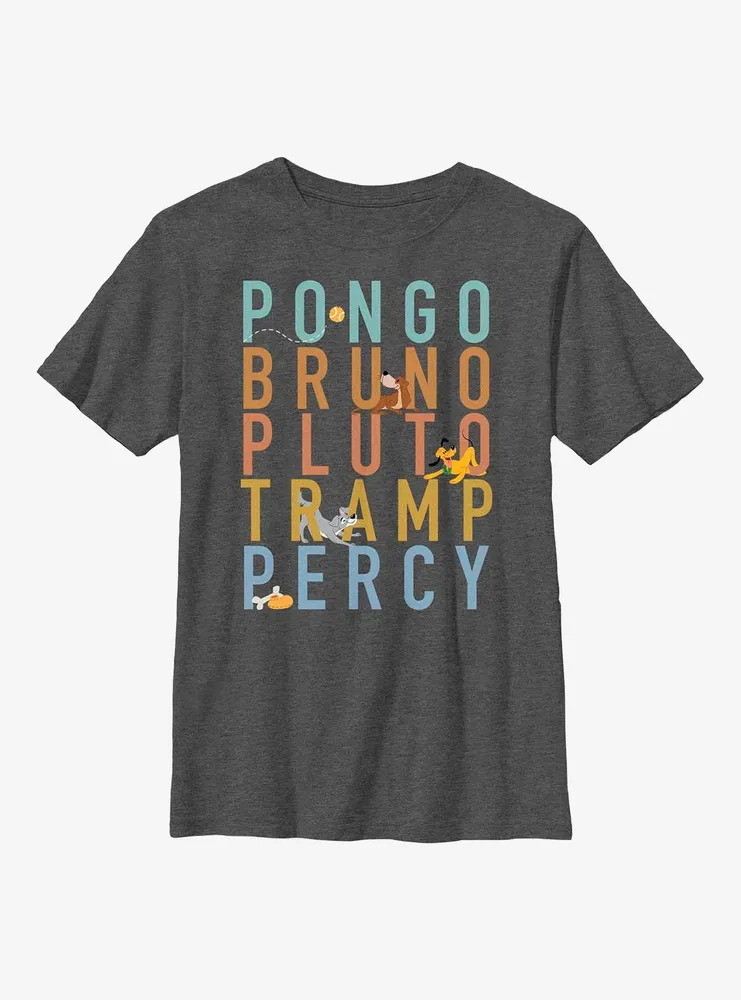 Disney Channel Pongo, Bruno, Pluto, Tramp, Percy Youth T-Shirt