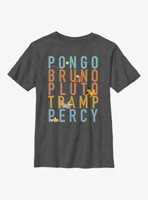 Disney Channel Pongo, Bruno, Pluto, Tramp, Percy Youth T-Shirt