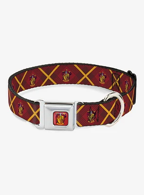 Harry Potter Gryffindor Crest Plaid Seatbelt Buckle Dog Collar