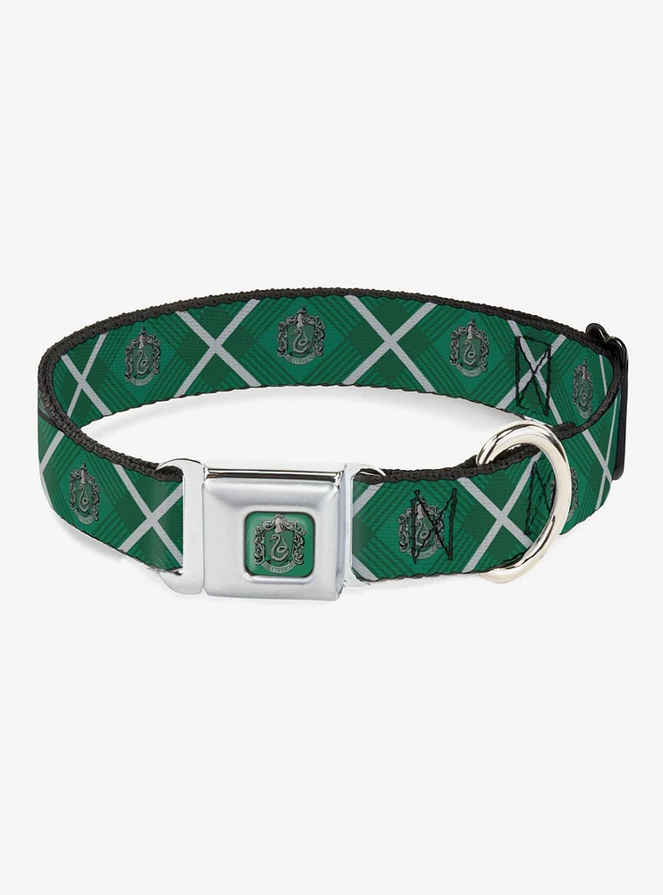 Harry Potter Slytherin Crest Plaid Seatbelt Buckle Dog Collar