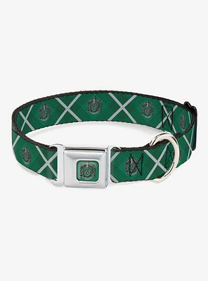 Harry Potter Slytherin Crest Plaid Seatbelt Buckle Dog Collar