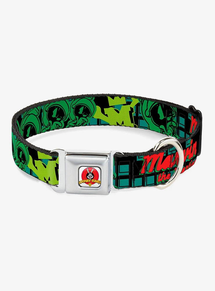 Looney Tunes Marvin The Martian Poses Seatbelt Buckle Dog Collar