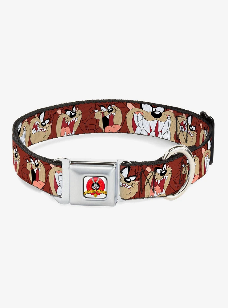 Looney Tunes Tasmanian Devil Brown Seatbelt Buckle Dog Collar
