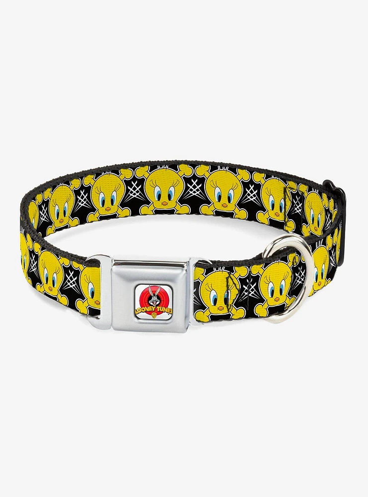 Looney Tunes Tweety Bird Crossbones Seatbelt Buckle Dog Collar