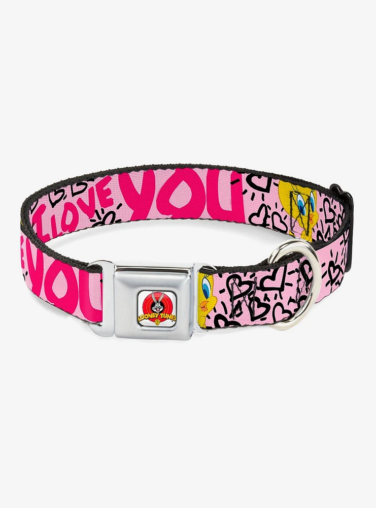 Looney Tunes Tweety Bird I Love You Seatbelt Buckle Dog Collar