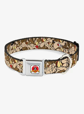 Looney Tunes Wile E Coyote Stacked Seatbelt Buckle Dog Collar