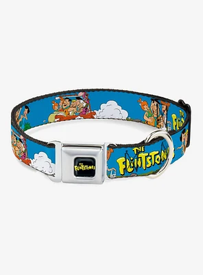 The Flintstones And Rubbles Group Seatbelt Buckle Dog Collar