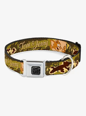 Tom And Jerry Houndstooth Seatbelt Buckle Dog Collar