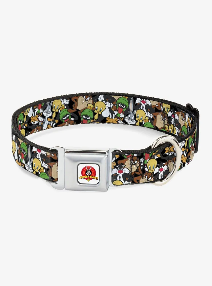 Looney Tunes 6 Character Stacked Collage Seatbelt Buckle Dog Collar