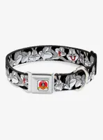 Looney Tunes Bugs Bunny Close Up Poses Black Seatbelt Buckle Dog Collar