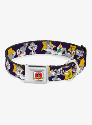 Looney Tunes Bugs Bunny Poses Stars Seatbelt Buckle Dog Collar