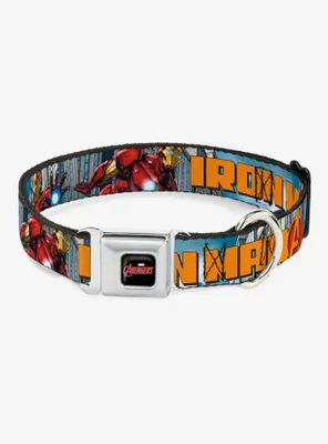 Marvel Iron Man Avengers Cityscape Seatbelt Buckle Dog Collar