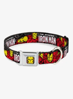 Marvel Iron Man Stacked Comic Seatbelt Buckle Dog Collar