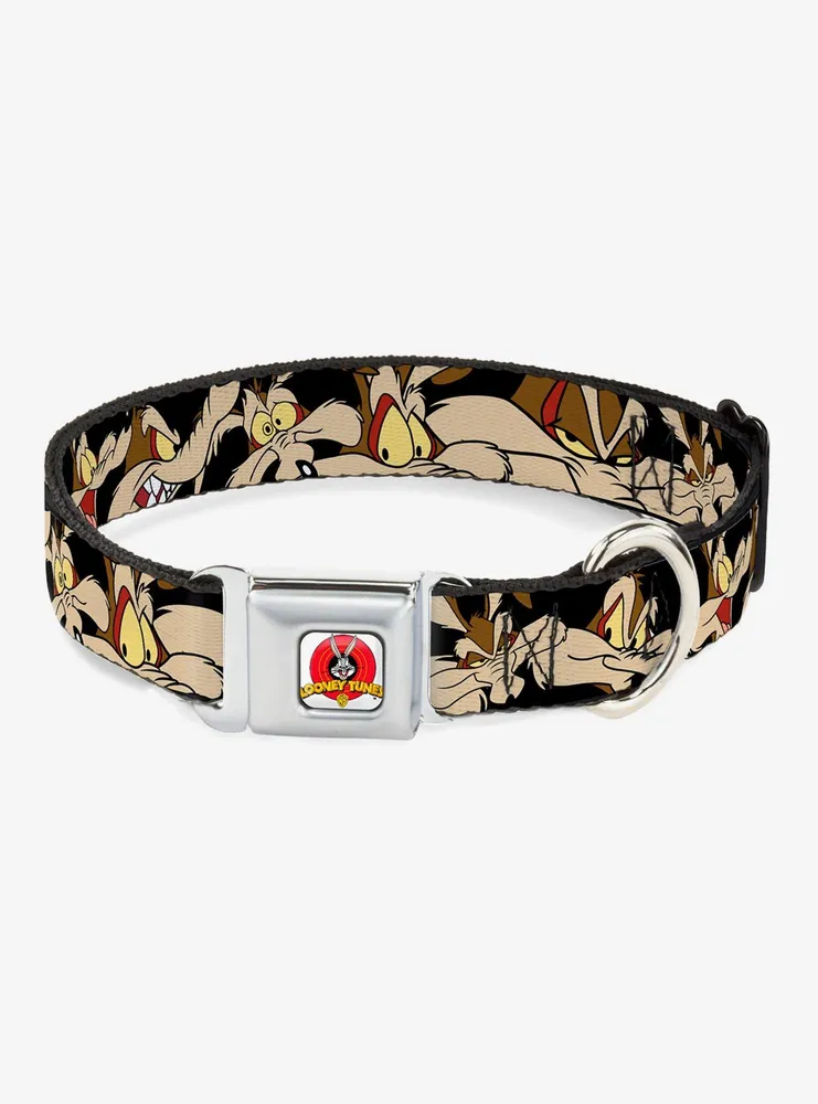 Looney Tunes Wile E Coyote Black Seatbelt Buckle Dog Collar